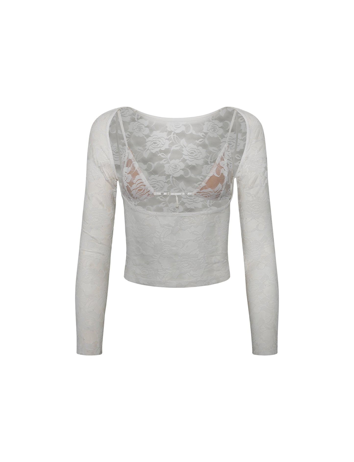 CHRISTY LONG SLEEVE TOP - WHITE : LACE