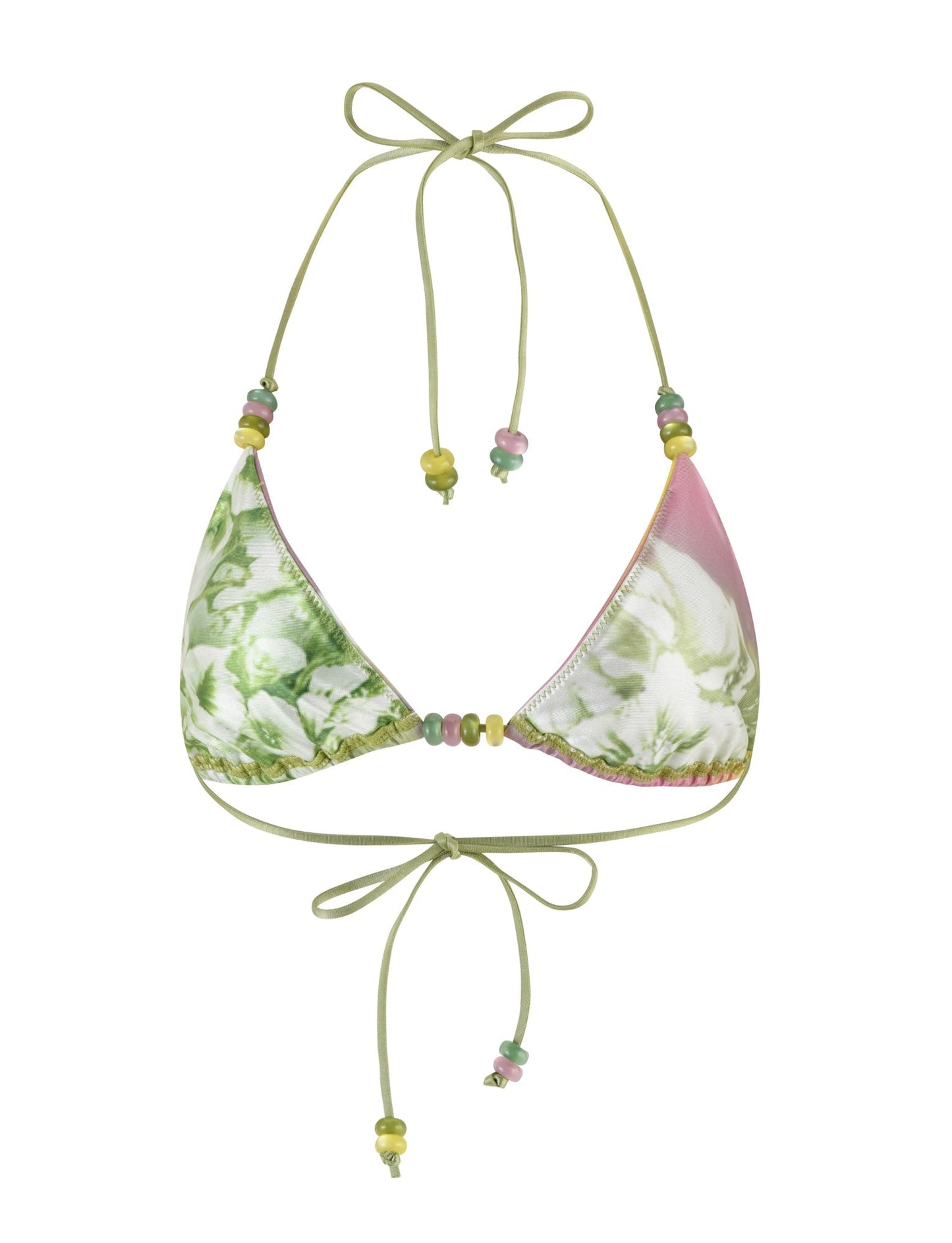 FINLEA BIKINI TOP - GREEN : FLORAL : STRIPE