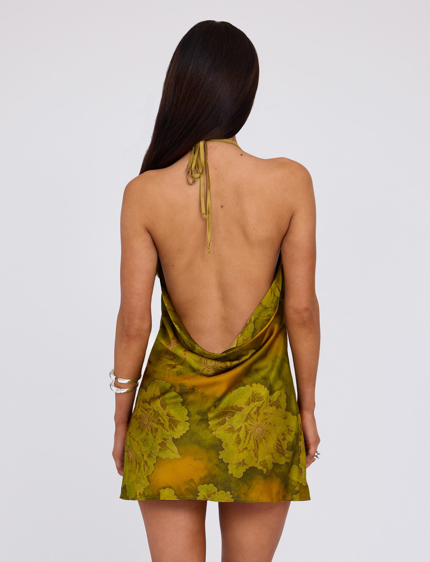 MONROE DRESS - GREEN : WATER COLOUR FLORAL