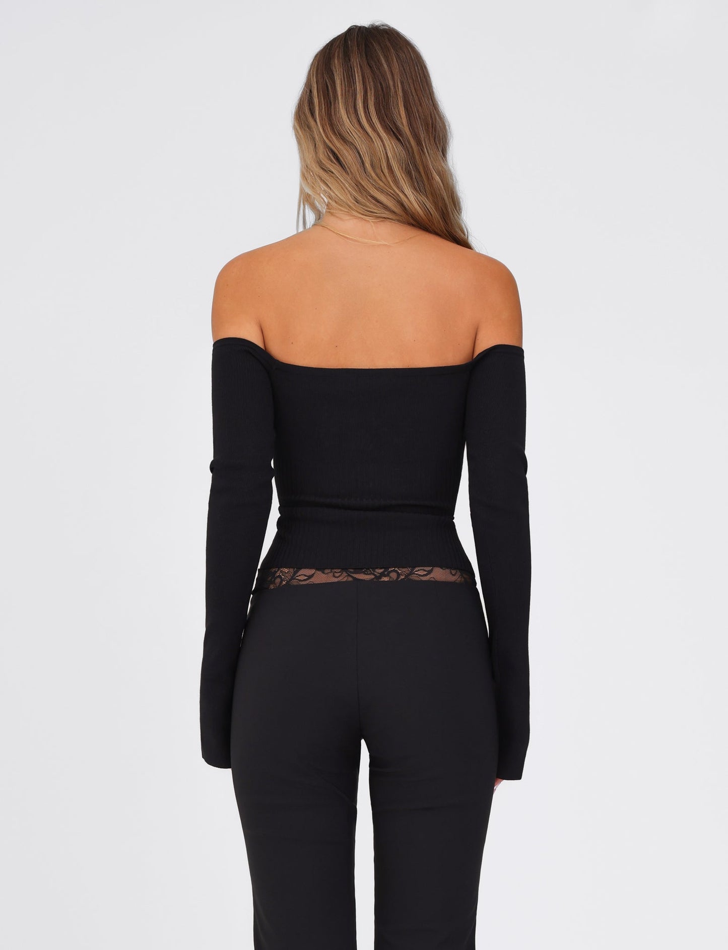 LILYANNA LONG SLEEVE TOP - BLACK