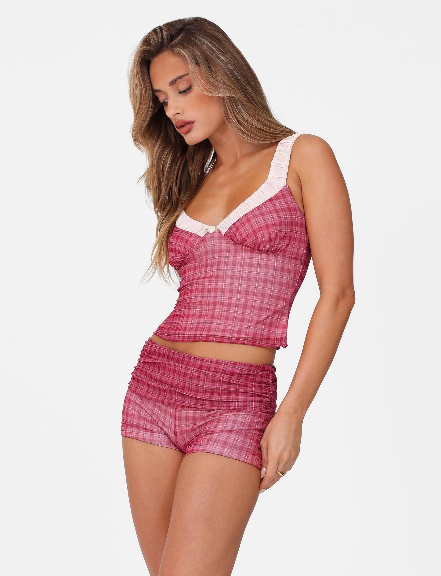 AMARAN SHORT - RED : RED CHECK