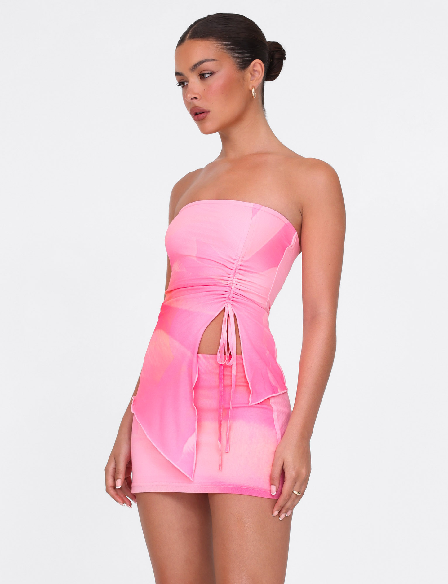 SARIAH MINI SKIRT - PINK : MACRO FLORAL : PINK BLOSSOM