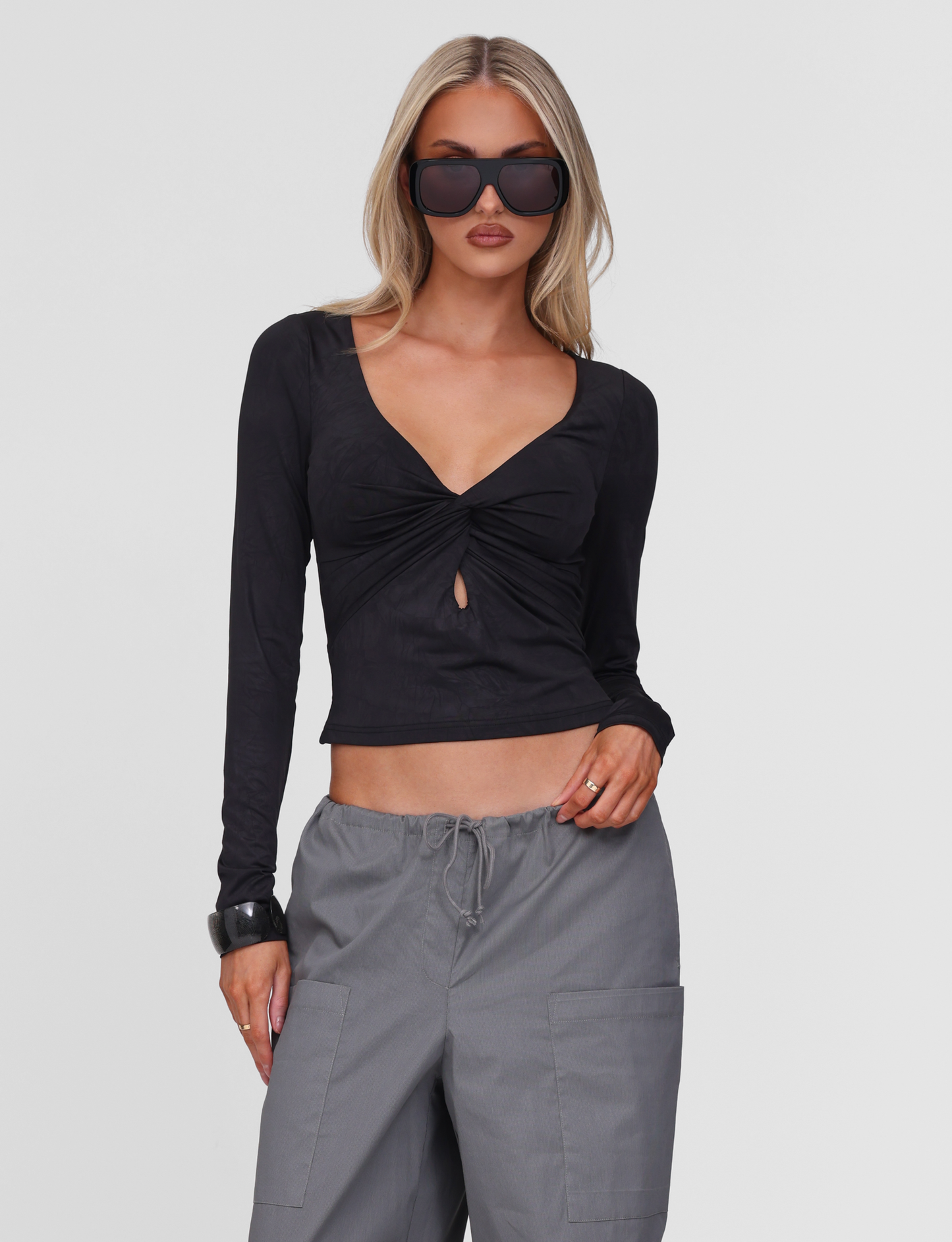 SAFFIRA LONG SLEEVE TOP - BLACK