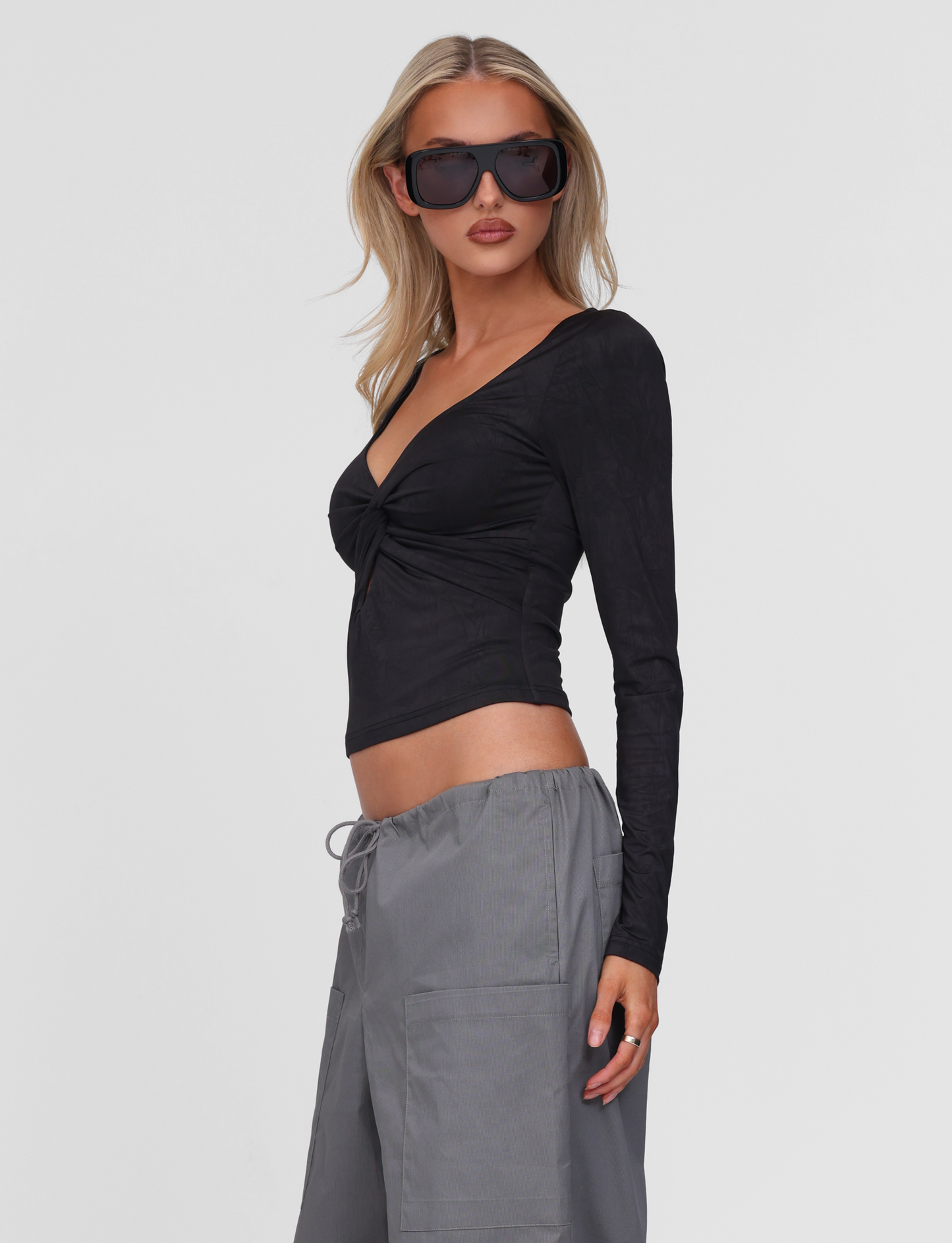 SAFFIRA LONG SLEEVE TOP - BLACK