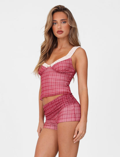 AMARAN TOP - RED : RED CHECK
