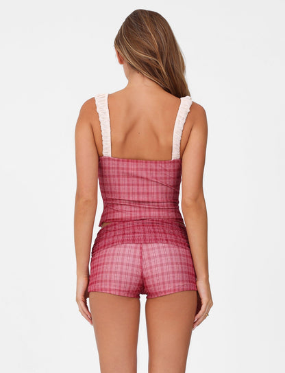 AMARAN SHORT - RED : RED CHECK