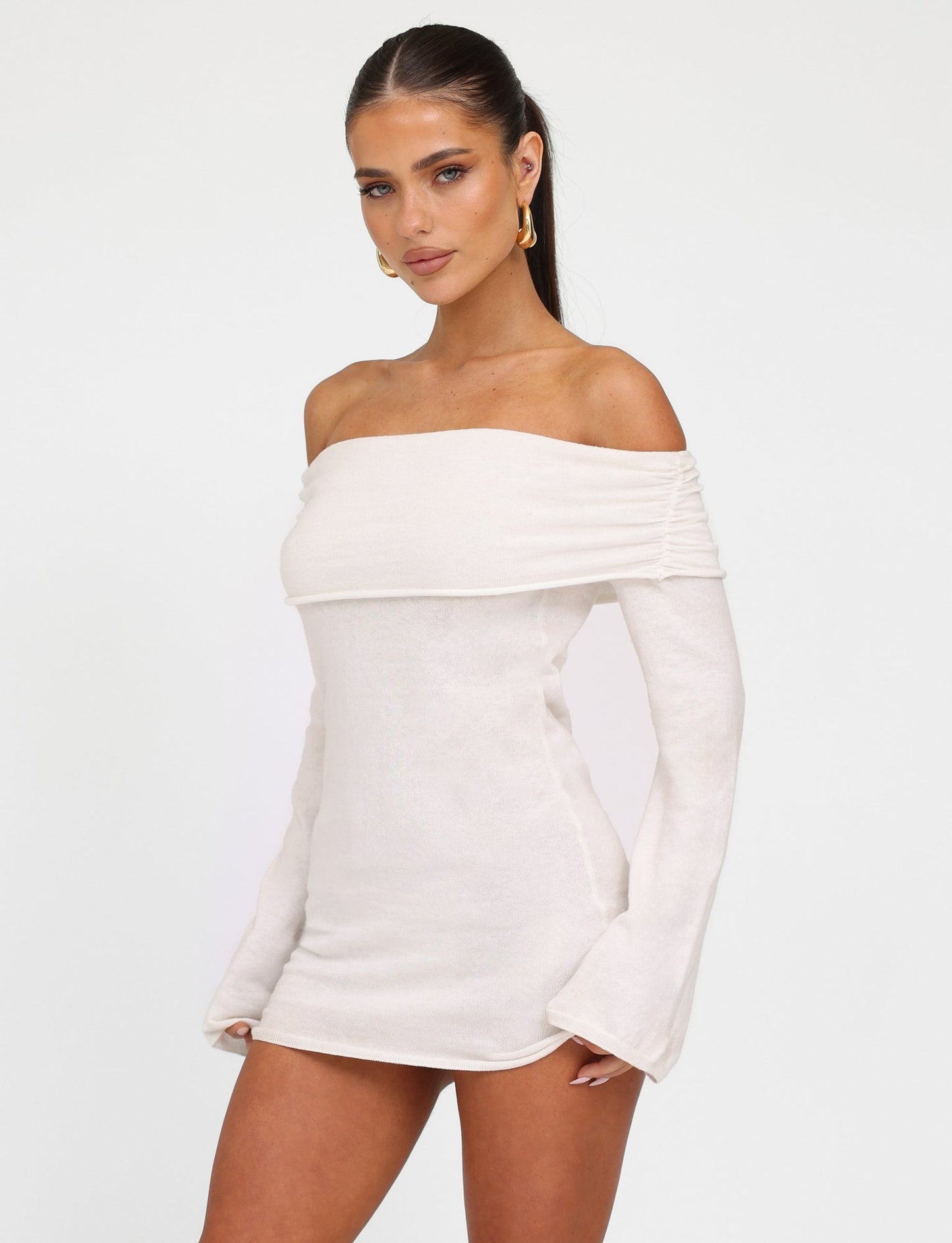 DIEDRE JUMPER DRESS - WHITE : CREAM
