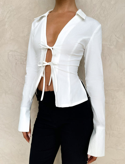 BRIELLE SHIRT - WHITE : IVORY