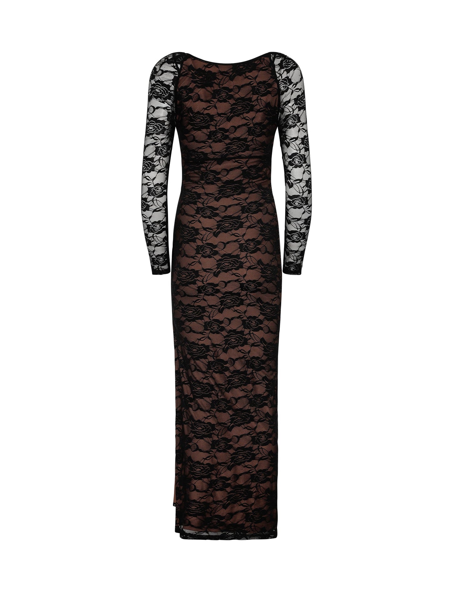 CHRISTY LACE L/S MAXI DRESS - BLACK : LACE