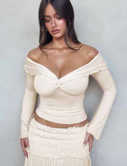 DENALI LONG SLEEVE TOP - WHITE : BONE
