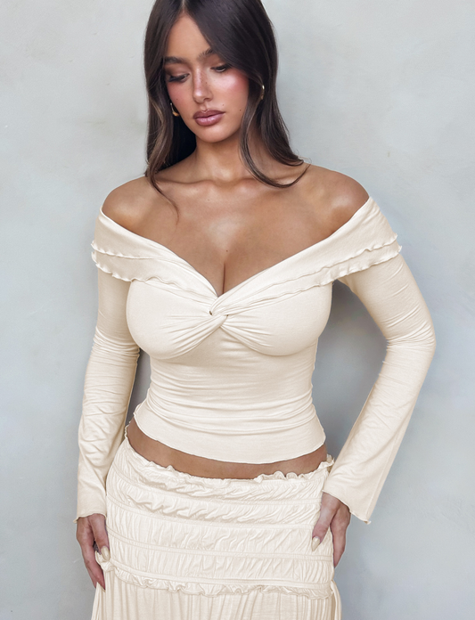 DENALI LONG SLEEVE TOP - WHITE : BONE