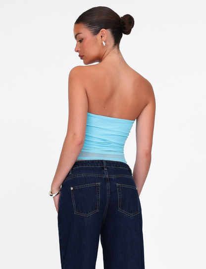 HARRIETT TUBE TOP - BLUE : ICE BLUE : BRIGHT BLUE
