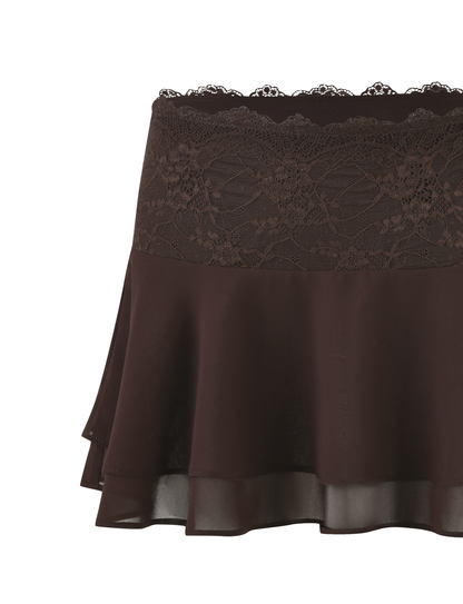 INDIGO MINI SKIRT - BROWN : CHOCOLATE