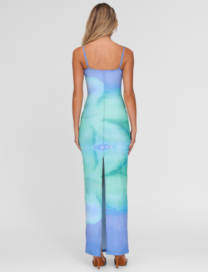 ARDON MAXI DRESS - BLUE : MACRO FLORAL : BLUE HIBISCUS