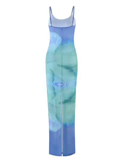 ARDON MAXI DRESS - BLUE : MACRO FLORAL : BLUE HIBISCUS