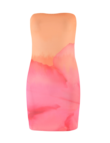 CHER MINI DRESS - PINK : MACRO FLORAL : PINK HIBISCUS