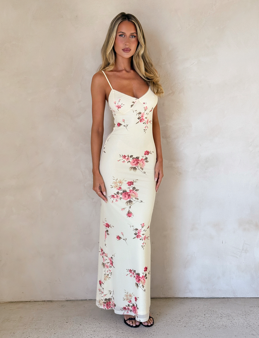 JULIANNA DRESS - YELLOW : MACRO FLORAL : POP FLORAL
