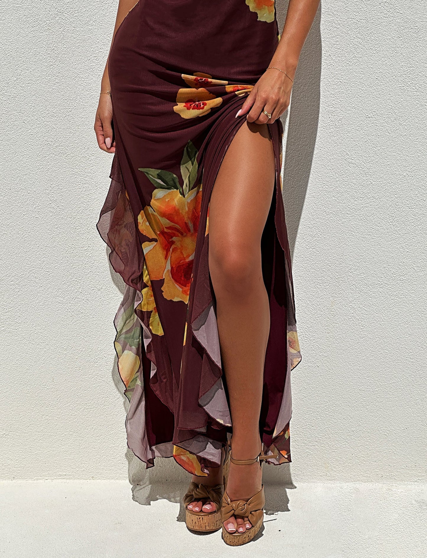 NEVE DRESS - RED : MACRO FLORAL : BURGUNDY FLORAL