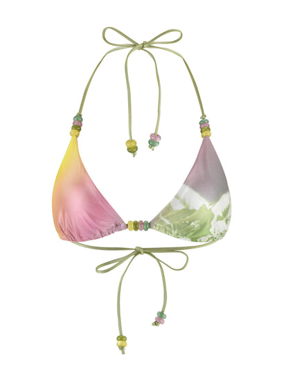 FINLEA BIKINI TOP - GREEN : FLORAL : STRIPE