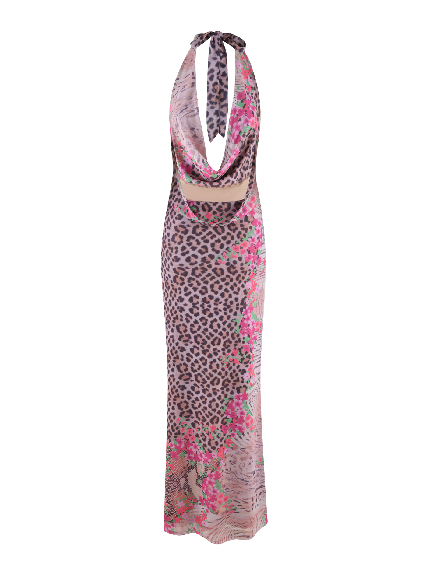 CATALINA MAXI DRESS - NEUTRAL : ANIMAL : ANIMAL FLORAL BORDER