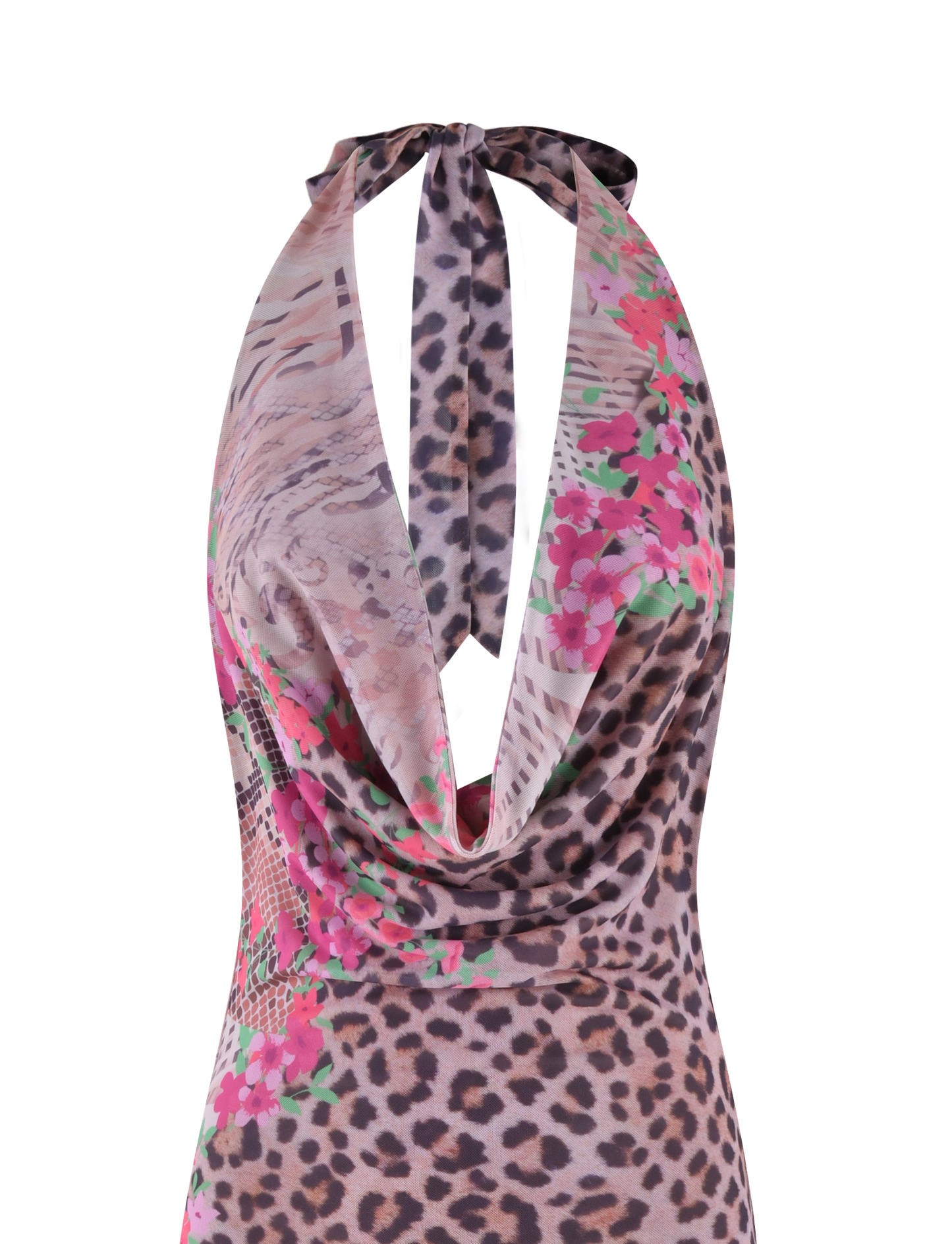 CATALINA MAXI DRESS - NEUTRAL : ANIMAL : ANIMAL FLORAL BORDER