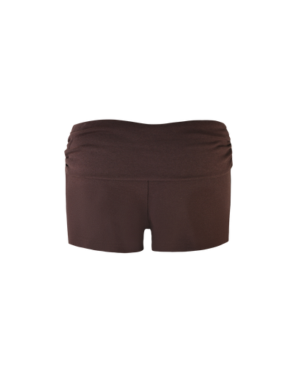 KARINA RIB SHORT - BROWN : CHOCOLATE