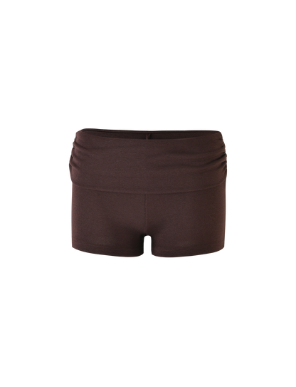 KARINA RIB SHORT - BROWN : CHOCOLATE