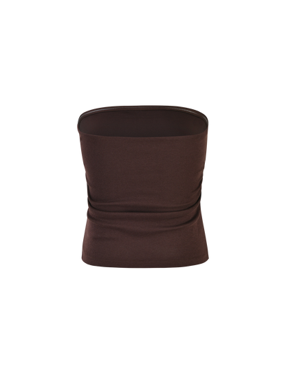 HARRIETT RIB TOP - BROWN : CHOCOLATE