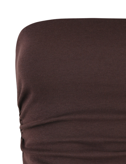 HARRIETT RIB TOP - BROWN : CHOCOLATE