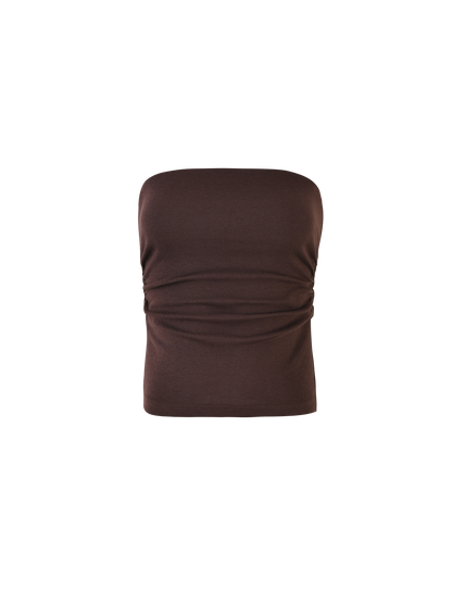 HARRIETT RIB TOP - BROWN : CHOCOLATE
