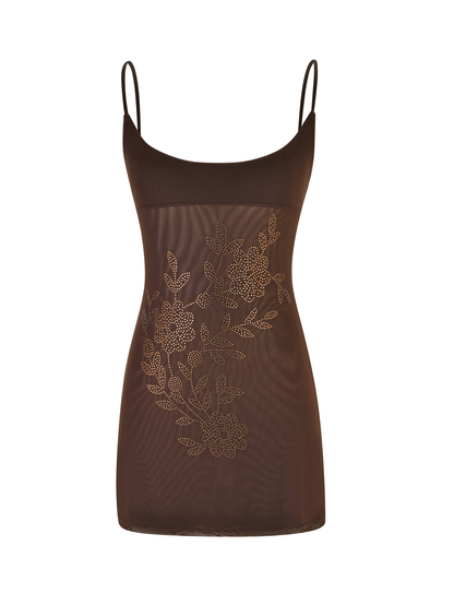 OCTAVIA MINI DRESS - BROWN : CHOCOLATE