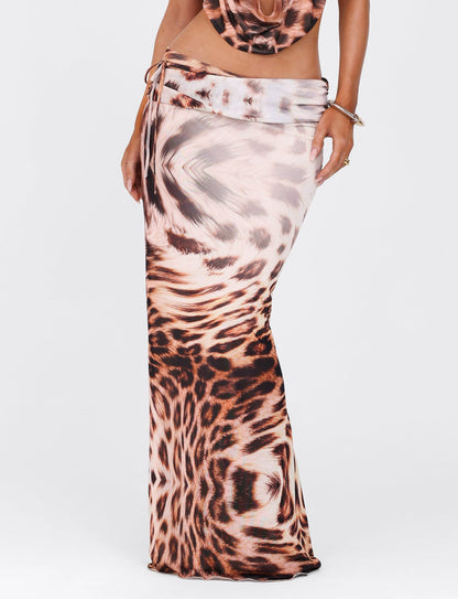 PEARL MAXI SKIRT - NEUTRAL : LEOPARD : LEOPARD HAZE