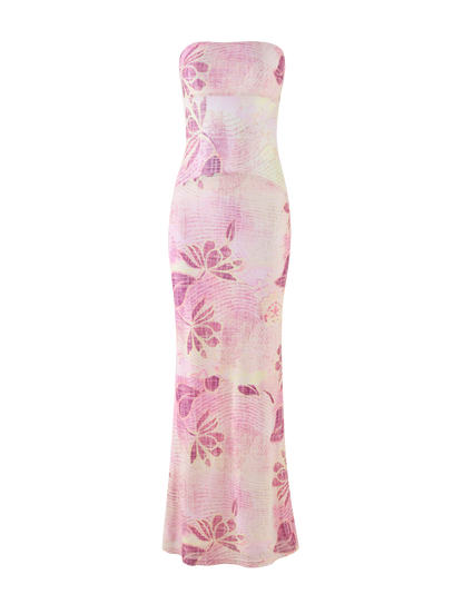 MORGAN MESH DRESS - GRUNGE FLORAL MAGENTA