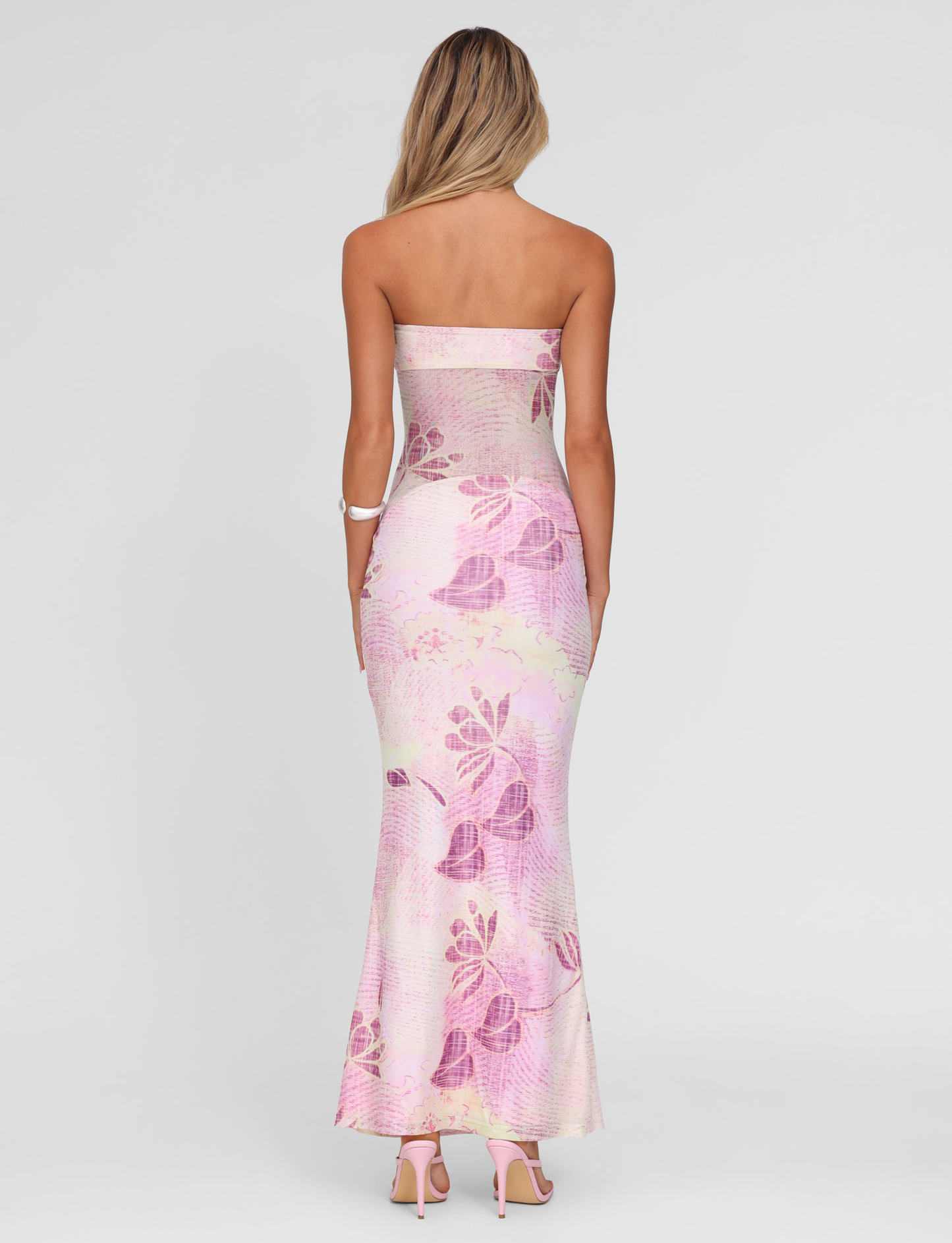 MORGAN MESH DRESS - GRUNGE FLORAL MAGENTA