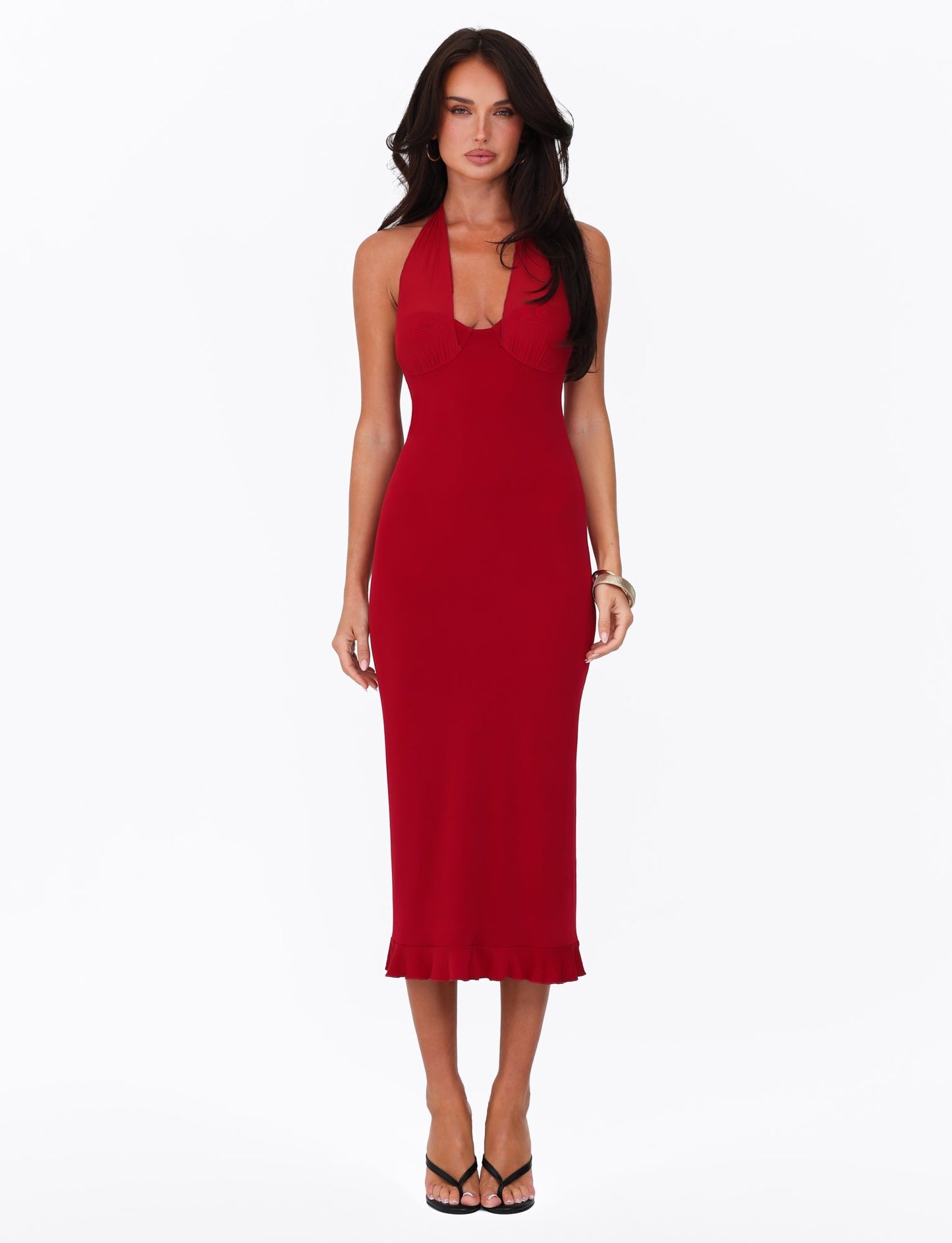 GRANGER MIDI DRESS - RED : CHERRY RED