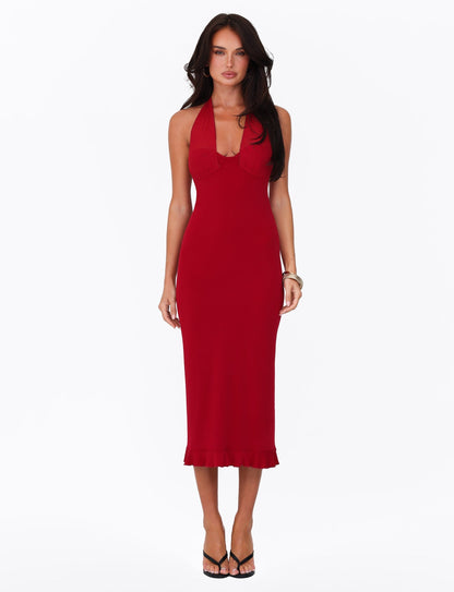 GRANGER MIDI DRESS - RED : CHERRY RED