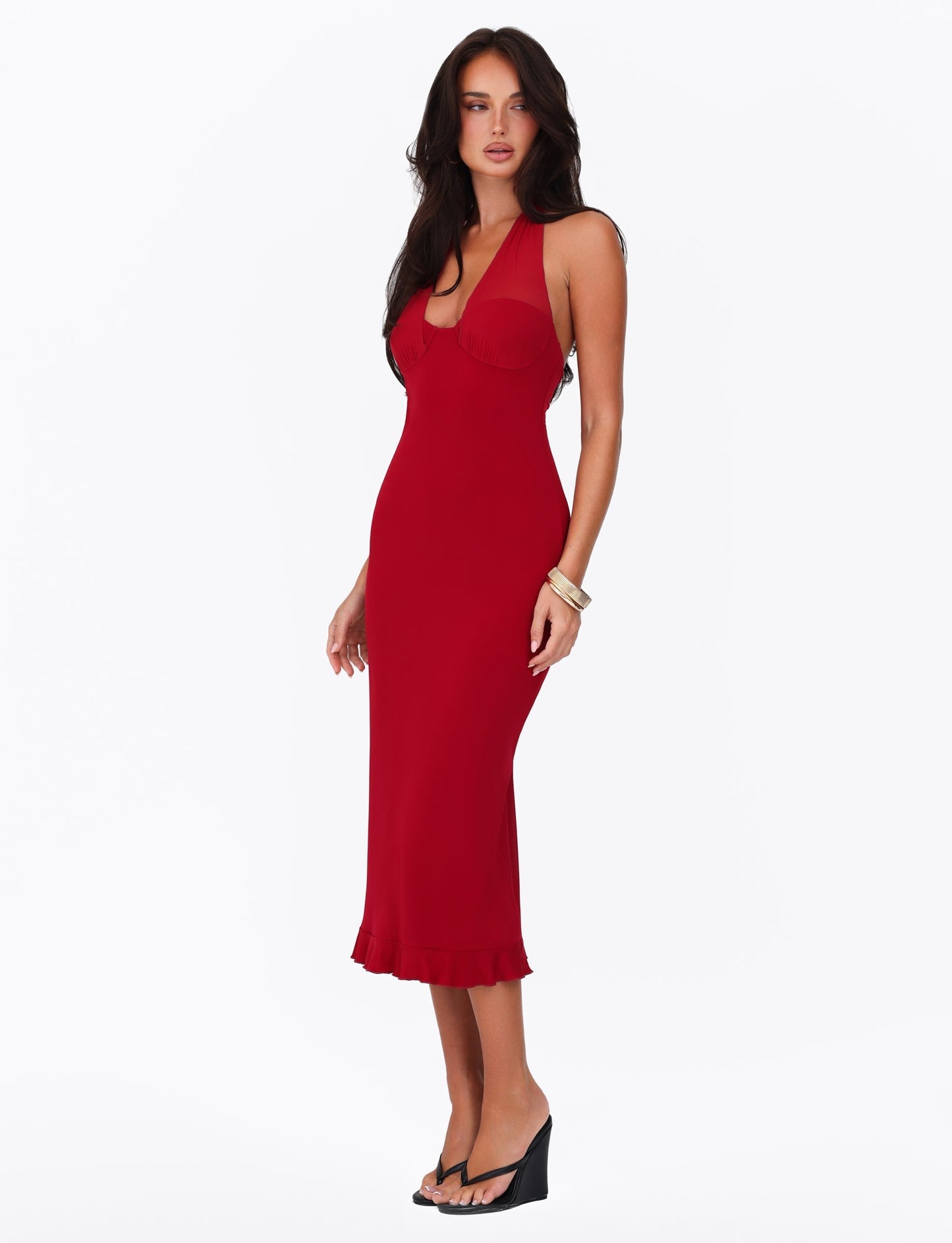 GRANGER MIDI DRESS - RED : CHERRY RED