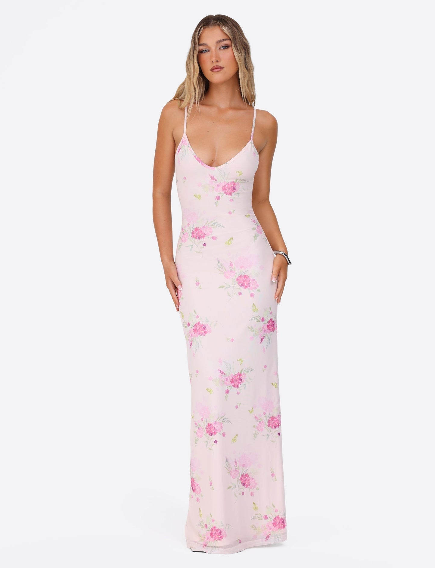 OSIRIS DRESS - PINK : FLORAL : WATER COLOUR FLORAL