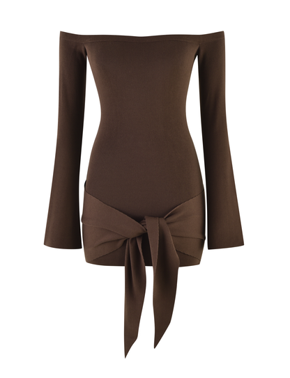 CYPRESS MINI DRESS - BROWN : CHOCOLATE