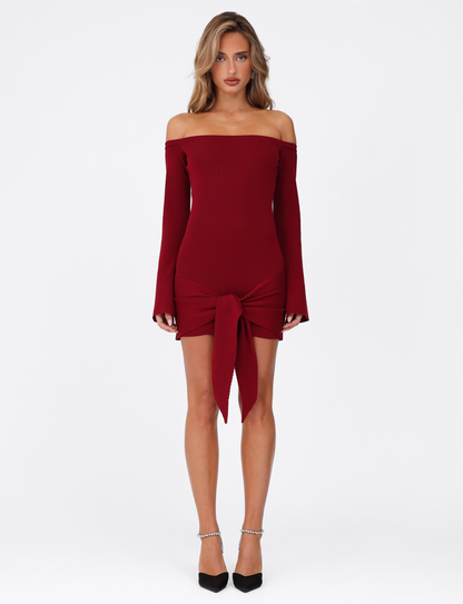 CYPRESS MINI DRESS - RED : WINE
