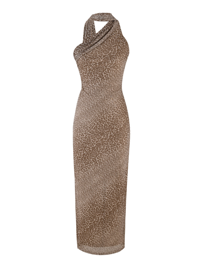 ALLIRA MAXI DRESS - NEUTRAL : LEOPARD