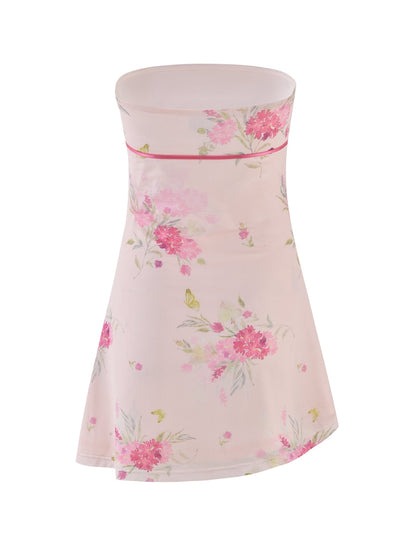 CARSYN MINI DRESS - PINK : FLORAL : WATER COLOUR FLORAL