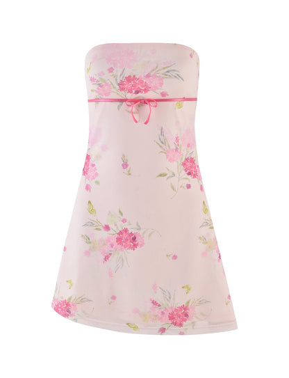 CARSYN MINI DRESS - PINK : FLORAL : WATER COLOUR FLORAL
