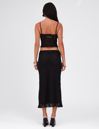CHARLEIGH SKIRT - BLACK : LACE