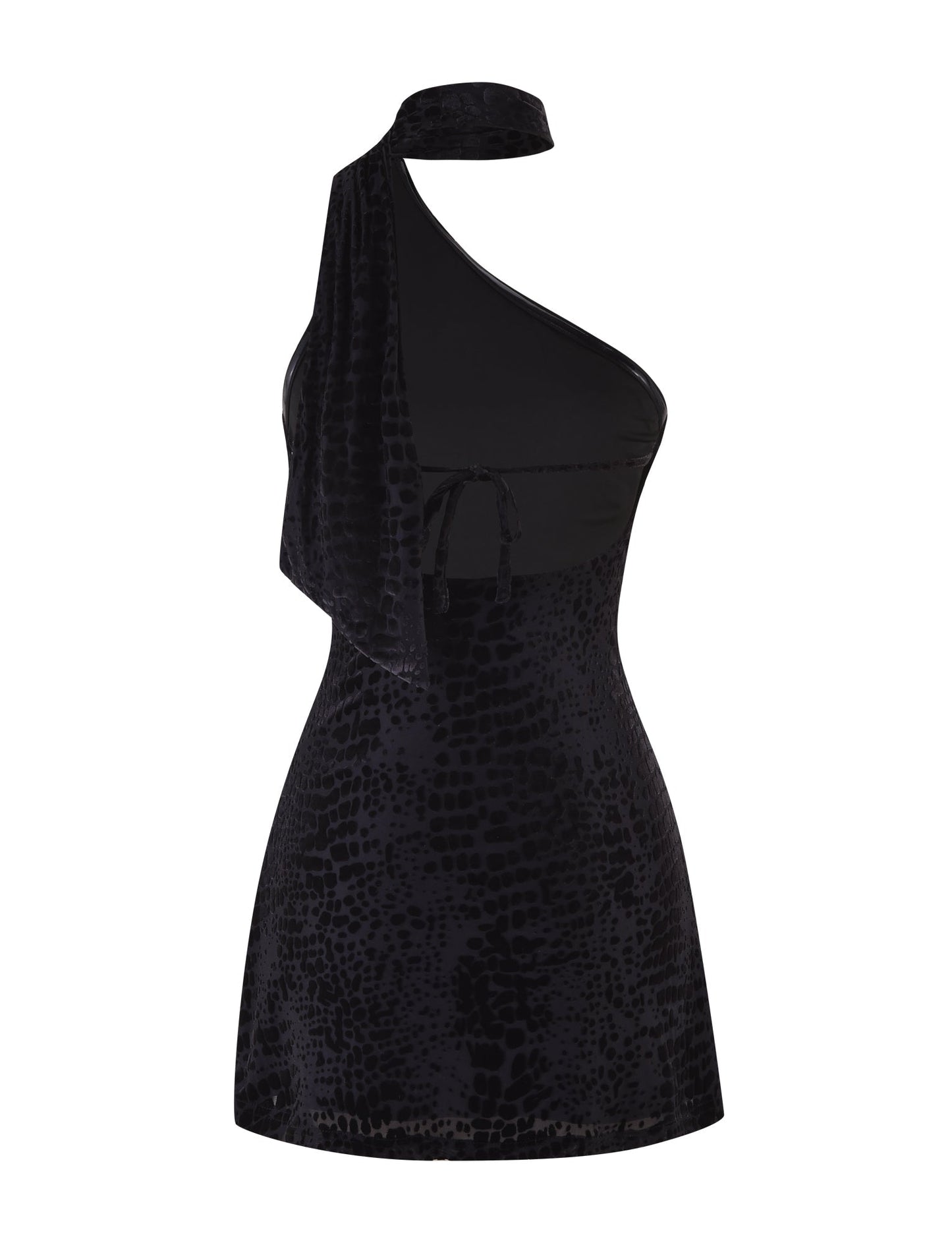 ALLIRA BURNOUT MINI DRESS 2.0 - BLACK : SNAKE