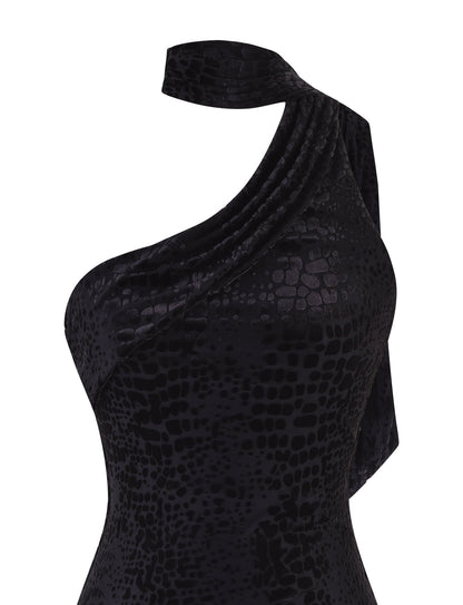 ALLIRA BURNOUT MINI DRESS 2.0 - BLACK : SNAKE
