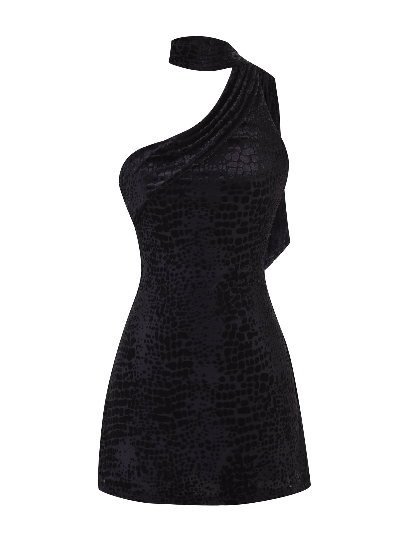 ALLIRA BURNOUT MINI DRESS 2.0 - BLACK : SNAKE