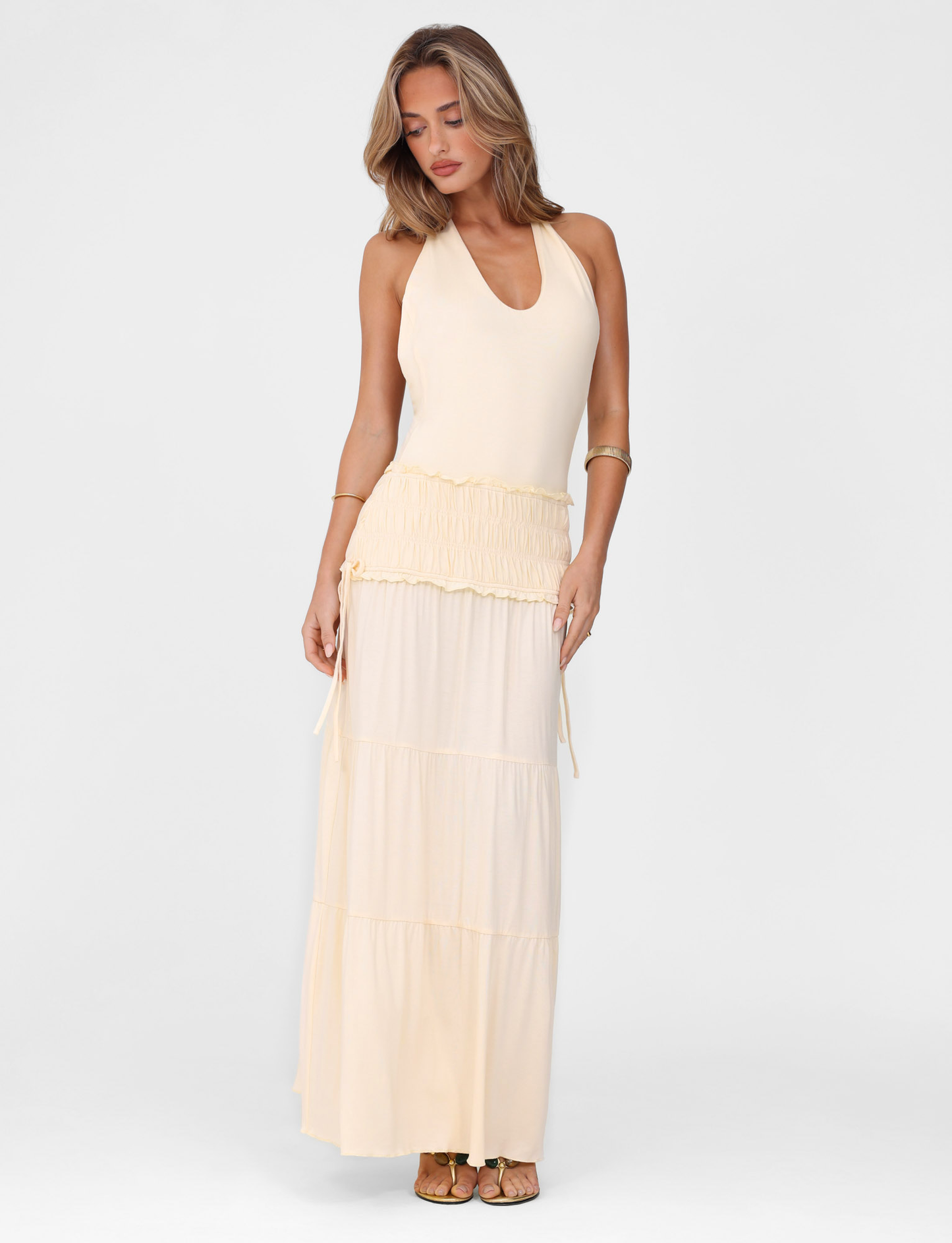 DENALI HALTER DRESS - NEUTRAL : BONE