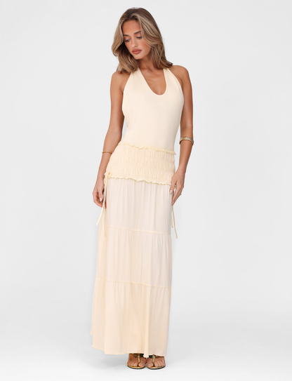 DENALI HALTER DRESS - NEUTRAL : BONE