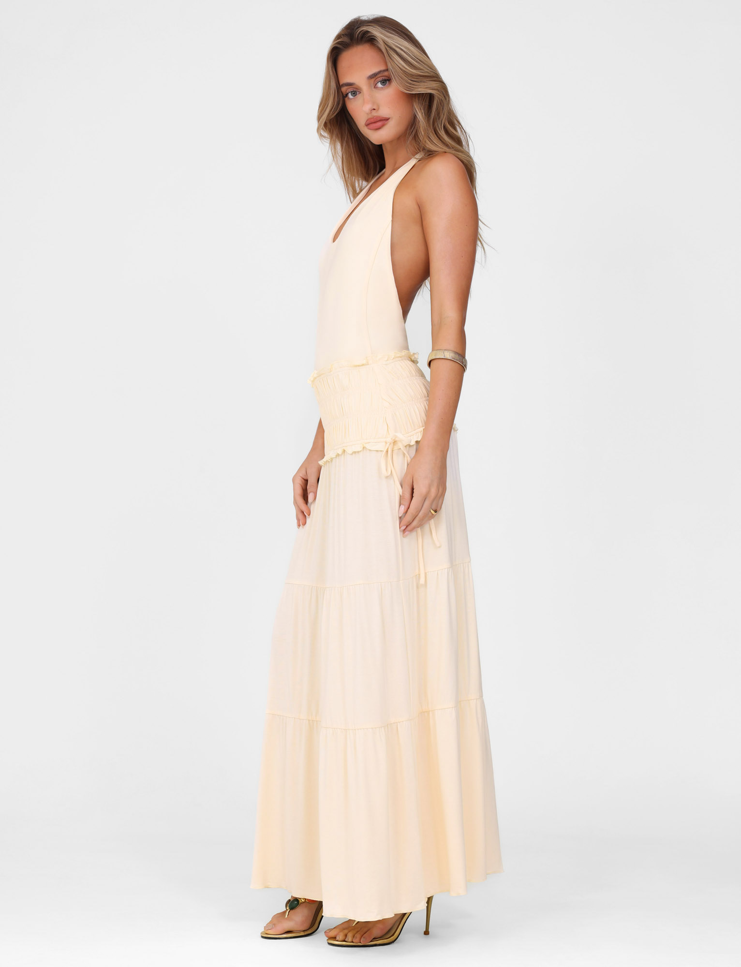 DENALI HALTER DRESS - NEUTRAL : BONE